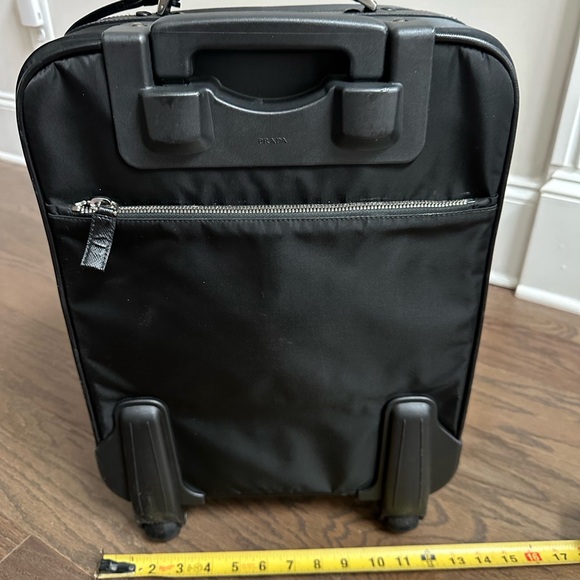 💯 PRADA Logo Black Nylon Carry On Suitcase w/ auth card - Picture 14 of 14